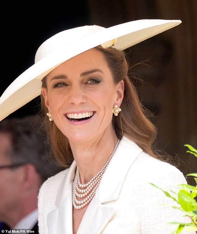 Princess of Wales is radiant in a white Self Portrait dress as she arrives at St George's Chapel for the Order of the Garter ceremony