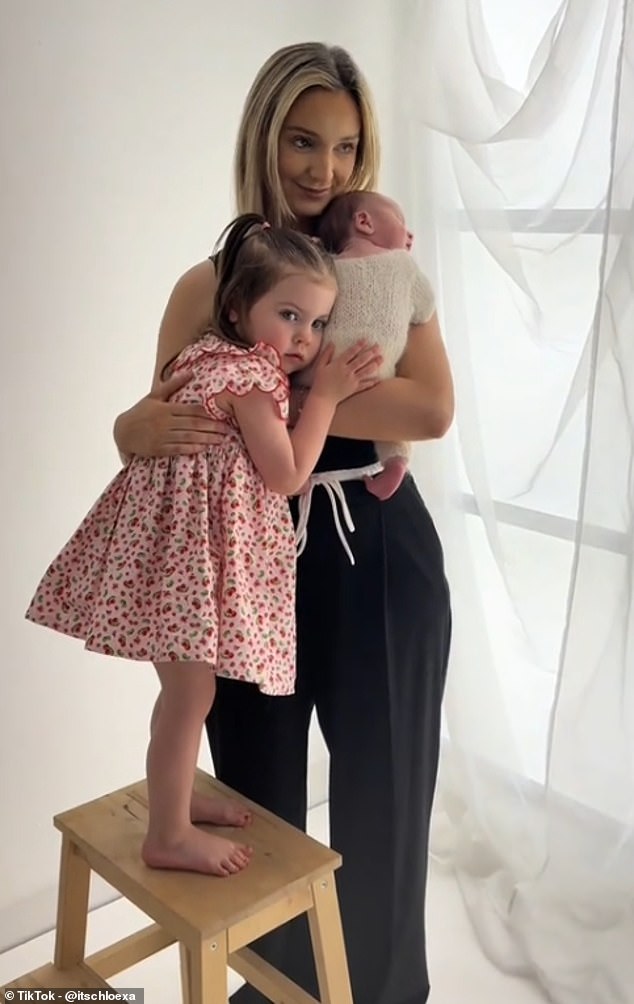 Chloe Radford is pictured with her daughter Mila, two, before she took scissors to her hair