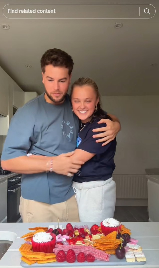 JoJo Siwa assembled red-themed snack plate on TikTok for her new boyfriend, ex-Love Islander Chris Hughes