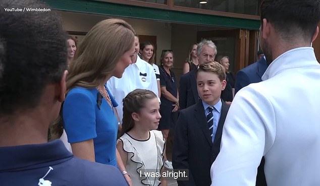 Prince George has revealed he is 'alright at tennis'. The 11-year-old son of the Prince and Princess of Wales joined his parents and sister Princess Charlotte at the Wimbledon Men's final yesterday