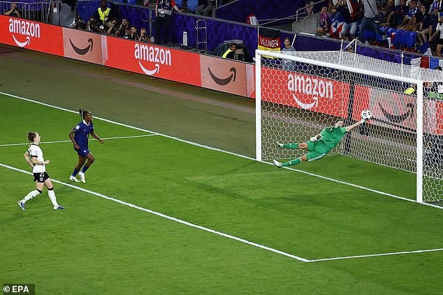 The German goalkeeper, who's beaten cancer twice, stunned those watching with a save, which has been dubbed the 'best ever' by some - across both the men's and the women's games