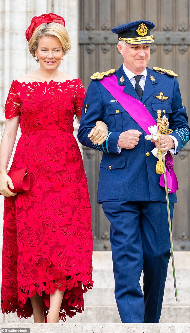 Queen Mathilde and King Philippe of Belgium appeared cheerful as they attended Te Deum at Cathedral of St. Michael and St. Gudula in Brussels