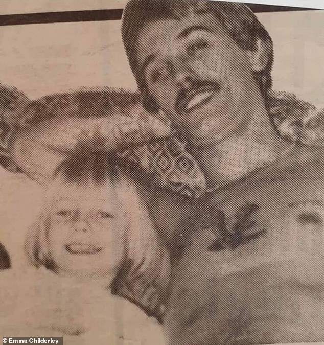 Emma Childerley pictured with her father, Kevin, who was brutally murdered in the bedroom he shared with her mother, Denise, in the family home