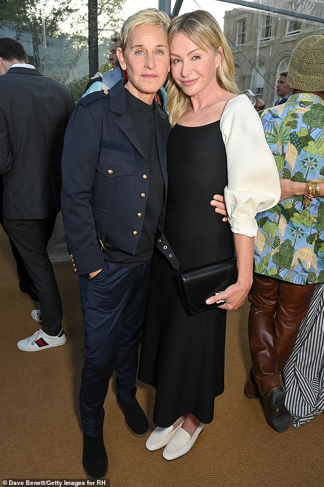 She swapped the US for the Cotswolds after Donald Trump became President ¿ and now I hear that Ellen DeGeneres is fleeing again next month to avoid his right-hand man. Pictured: The former talkshow host with her wife Portia de Rossi