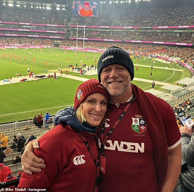 Zara and Mike Tindall beamed as they turned up to support the British and Irish Lions in their nail-biting clash with the Wallabies in Australia on Saturday