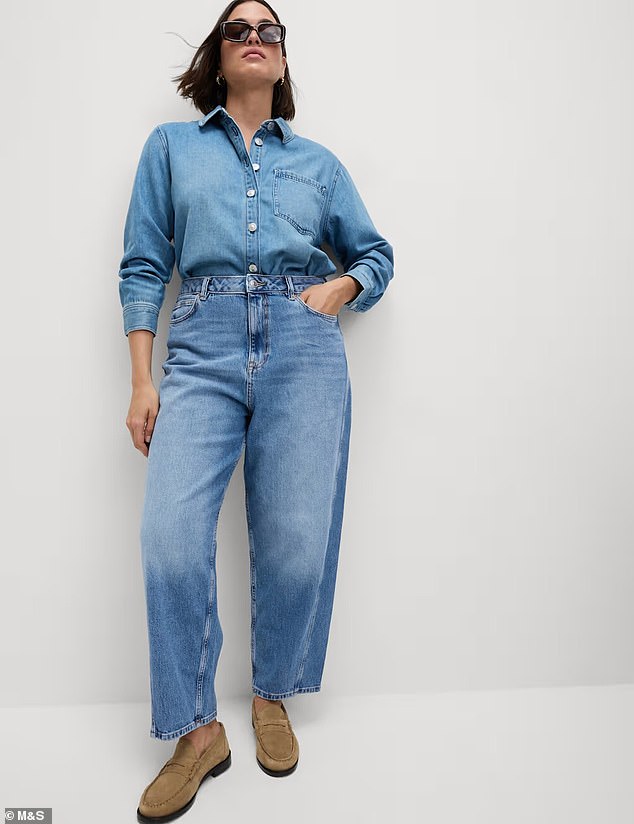 M&S have delighted fashion fans after restocking the popular carrot jeans (pictured), but shoppers must be quick to get a pair because they're flying off the shelves