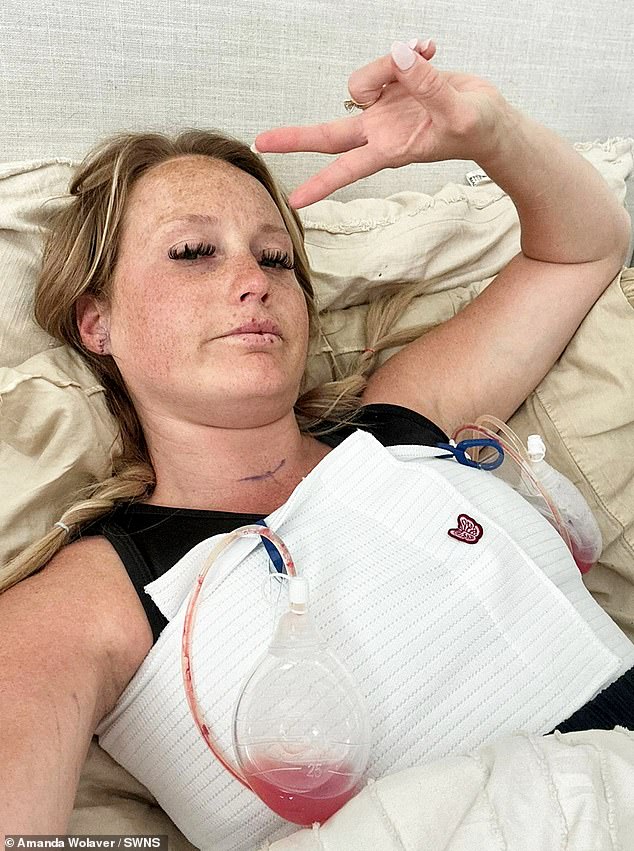 Amanda Wolaver (pictured), 33, from Georgia, thought she was 'slowly dying' after she went for her Botox top-up