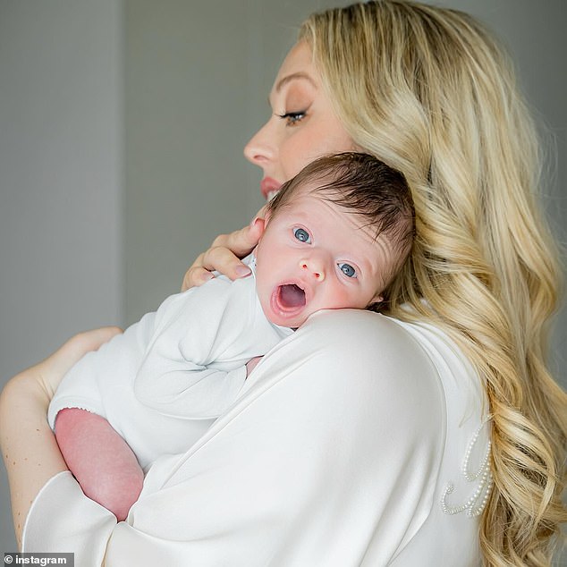 Tiffany Trump, the daughter of President Donald Trump, posted the first photos of her newborn son's face Thursday on Instagram, showing him off in a number of adorable snaps
