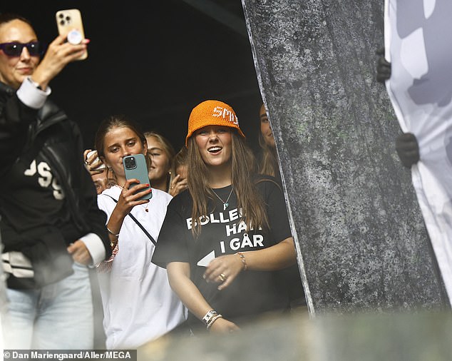 Princess Isabella, 18, was pictured at Smukfest on August 7 wearing a black t-shirt emblazoned with a slogan in Danish that translates as 'f***** him yesterday'