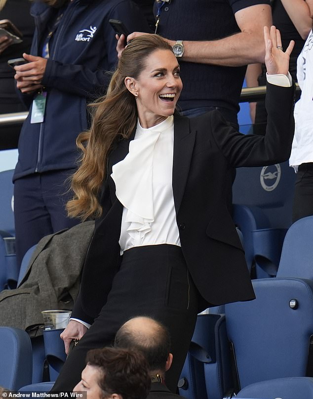 The Princess of Wales oozed sophistication as she attended the Women's Rugby World Cup at the Brighton & Hove Albion Stadium yesterday
