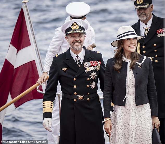 King Frederik and Queen Mary of Denmark, pictured here disembarking the royal ship Dannebrog in Copenhagen on September 10, have a new reason to smile