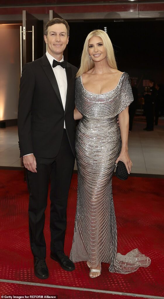 Ivanka Trump turned heads in a stunning shimmery gown as attended a New Jersey charity gala with her husband Jared Kushner on Saturday evening