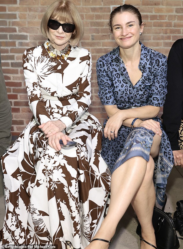 Anna Wintour, 75, Global Editorial Director of Conde Nast (the company that publishes Vogue) seated companionably at last week’s Michael Kors fashion show beside Chloe Malle, 37, the successor she appointed to her editor’s chair