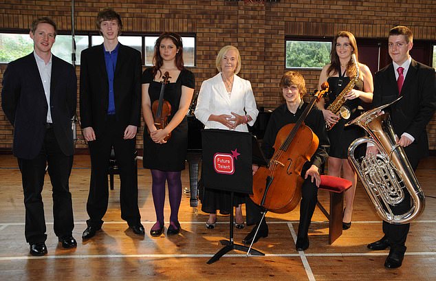 Adam O'Shea (second left) said the late Duchess of Kent's ‘quiet dedication’ to supporting young musicians from deprived backgrounds was the inspiration behind his own success