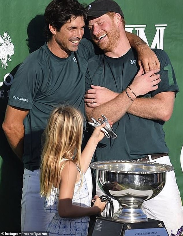 Nacho Figueras, who is dubbed the David Beckham of polo, took to his Instagram account to share a snap of himself and Prince Harry to mark the royal's 41st birthday (pictured)