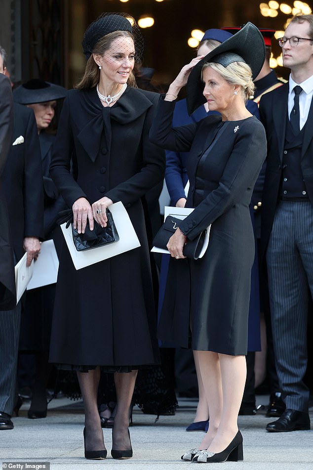 The Princess of Wales yesterday paid a moving tribute to Prince Philip as she attended the funeral of the Duchess of Kent at Westminster Cathedral