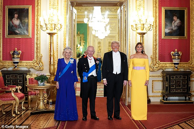 Melania's daring off-the-shoulder yellow and pink dress sparked a frenzy online as fans noticed that the buttercream yellow dress appeared vibrant yellow in photos