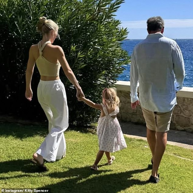 Lady Kitty Spencer, 34, shared a selection of photographs from her holiday to the French Riviera with her husband, Michael Lewis, 66, and their two-year-old daughter Athena