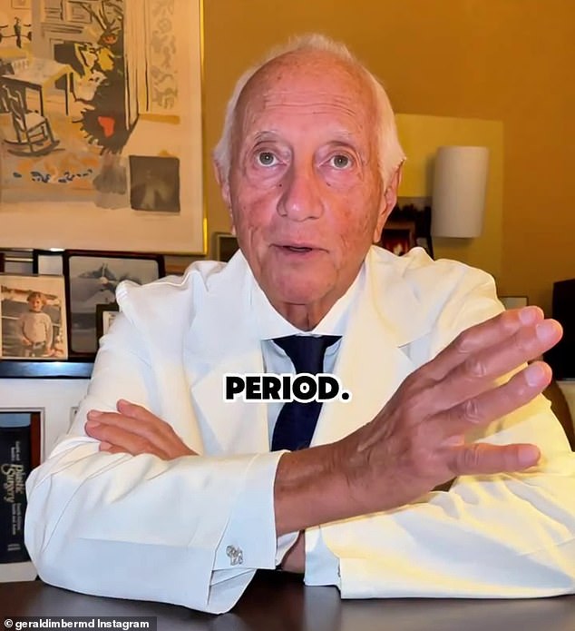 Dr Gerald Imber, a New York-based plastic surgeon known for his blunt health advice, told his Instagram followers he was 'tired of saying' that running destroys the body
