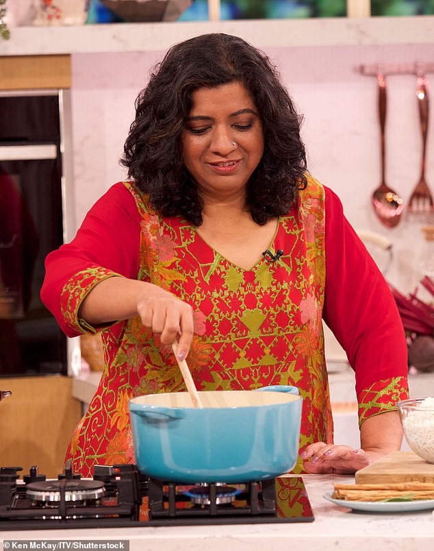 Renowned celebrity chef Asma Khan has revealed why she only has female chefs in her kitchen at Soho restaurant Darjeeling Express (pictured on ITV's This Morning)