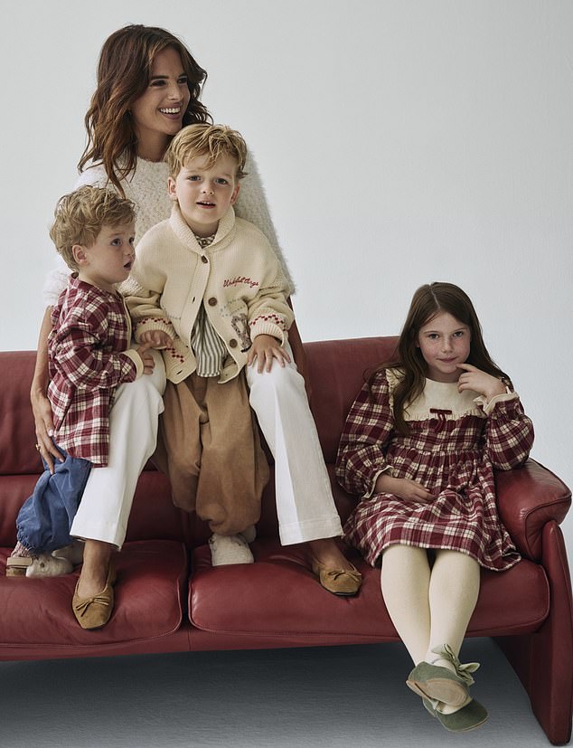 Binky and her three children - India, Wolfie and Wilder - in the new Binky Felstead M&S range