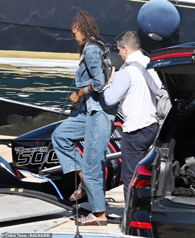 Michelle Obama arrived ahead of her husband, Barack Obama, as the two enjoyed a lavish getaway together aboard Steven Spielberg's yacht in Portofino, Italy