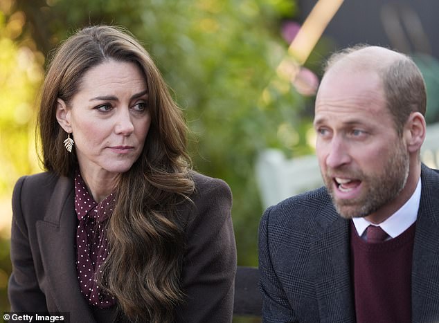 The Prince and Princess of Wales speak with members of the emergency services during a visit to Southport Community Centre on October 10, 2024