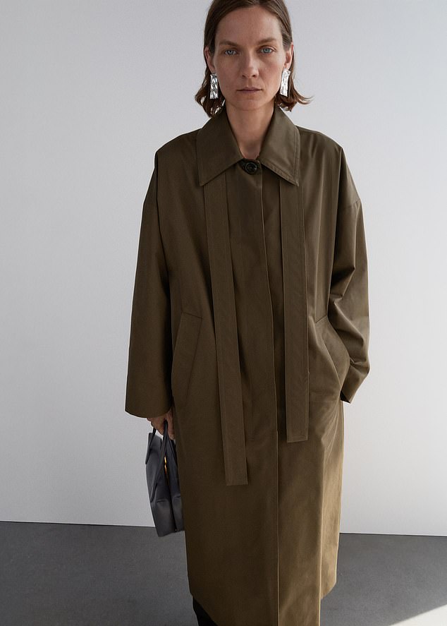 For milder days, a long heavy cotton trench coat is a must. This one from Mango is a goodie