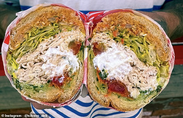 Silver's Deli in Leeds was crowned restaurant of the year at the Uber Eats awards on Tuesday (pictured: one of the eatery's sandwiches)