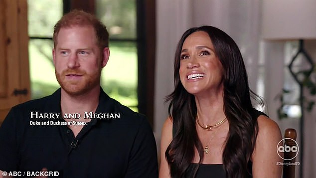 Meghan Markle has left royal fans baffled after revealing the question her son Prince Archie asked her at Disneyland during her appearance on ABC's The Happiest Story On Earth: 70 Years Of Disneyland (pictured)