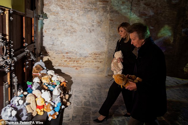 Princess Anne left a very personal tribute during her visit to Ukraine yesterday, leaving the same teddy bear that once belonged to Zara Tindall at a children's memorial