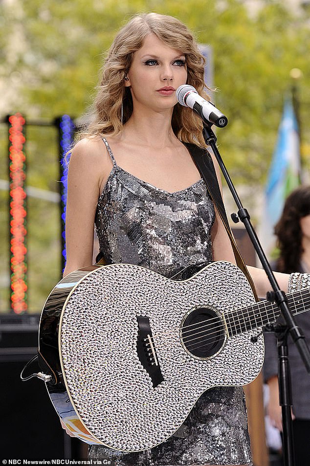 Taylor Swift is known for her iconic bangs - but the star had tight ringleted hair when she first debuted her country music album as a teen