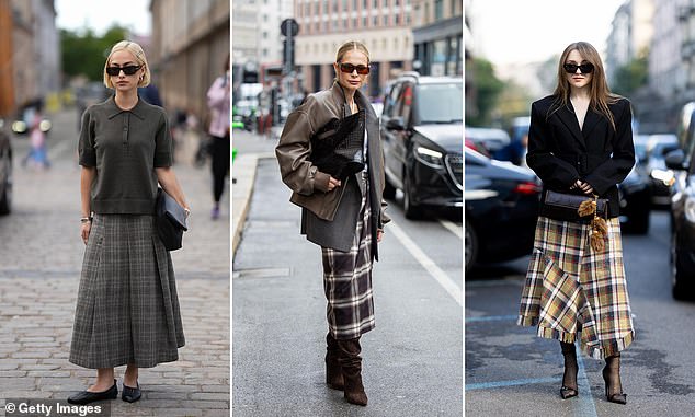 The checked midi skirt became nearly impossible to miss during fashion month